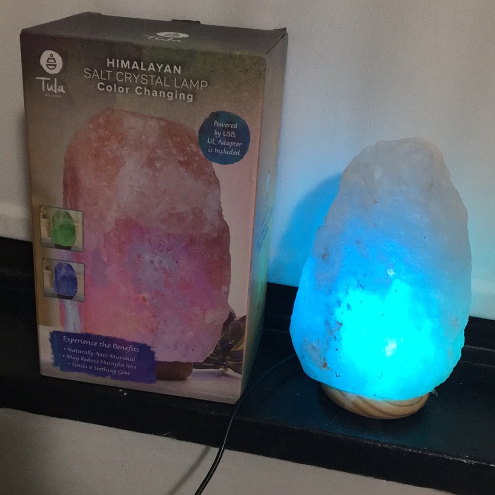 Color changing pink Himalayan salt lamp
